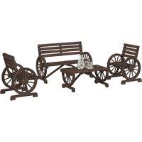 Berkfield Home 4 Piece Garden Lounge Set Solid Wood Fir in Brown
