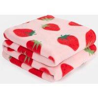 OHS Wholesale Strawberry 10 x Fleece Blanket Sofa Throw Joblot in Light Pink | Size: 120 cm x 150 cm