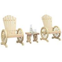 Berkfield Home 3 Piece Garden Lounge Set Solid Wood Fir in Brown