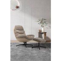 Chenille Lounge Chair with Footstool