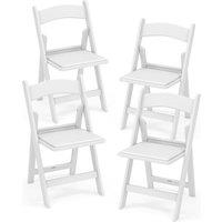 Costway 4 Pack Folding Chairs Dining Chair Set w/ Padded Seat & Back in White