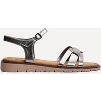 Linzi Women's Isabel Pewter Faux Leather Sandals in Silver | Size: 8-Standard Fit