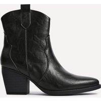 Linzi Women's Jessie Black Faux Leather Western Ankle Boot | Size: 6-Standard Fit