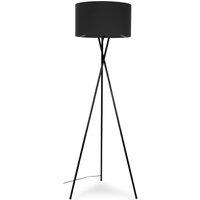 ValueLights Camden Black Metal Tripod Floor Lamp with Charcoal Drum Lamp Shade