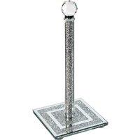 London Boutique Crystal Kitchen Roll Holders Free Standing Sparkle Crushed Diamond Filled Square base in Grey | Size: 1000L