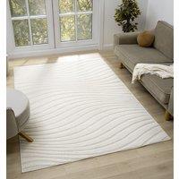 Desire Rugs Aya Living Room Area Rugs - Embossed Waves Design in Cream | Size: 80 cm x 150 cm