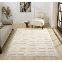 Desire Rugs Isabella Living Room Area Rugs - Embossed Cobble Design in Cream | Size: 80 cm x 150 cm