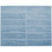 Living and Home 10Pcs 3D Rectangle Straight Pattern Self-Adhesive Wall Tile Stickers in Light Blue