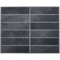 Living and Home 10Pcs 3D Rectangle Straight Pattern Self-Adhesive Wall Tile Stickers in Dark Grey