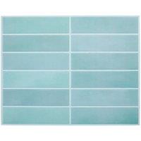 Living and Home 10Pcs 3D Rectangle Straight Pattern Self-Adhesive Wall Tile Stickers in Aqua
