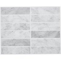 Living and Home 10Pcs 3D Rectangle Straight Pattern Self-Adhesive Wall Tile Stickers in Grey