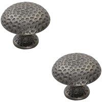 Loops 2x Dimpled Mushroom Cupboard Door Knob 38mm Dia Antique Steel Cabinet Handle in Metallics