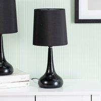 ValueLights Teardrop Pair of Fabric Shades Black Touch Table Lamps with Bulbs