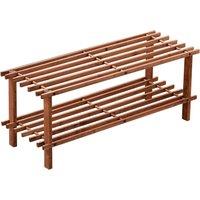 Orsina 2 Tier Cedar Wood Shoe Rack, Under Stairs Shoe Storage Solution, Wooden Shoe Stand for Home, Office in Dark Brown