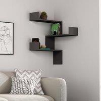 Decortie Luksa' Wall Shelf Bookcase Corner Zigzag Design 60cm in Dark Grey | Size: 1 Pack