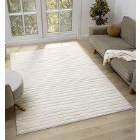 Desire Rugs Aya Living Room Area Rugs - Embossed Lines Pattern in Cream | Size: 60 cm x 220 cm