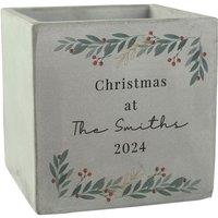 Personalised Memento Company Personalised Christmas Foliage Concrete Planter in Grey