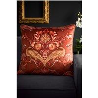 Laurence Llewelyn-Bowen 'Veritas' Arts & Crafts Print Velvet Filled Cushion in Red | Size: 55 cm x 55 cm