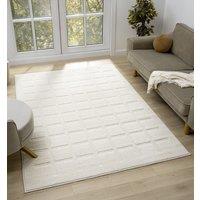 Desire Rugs Aya Living Room Area Rugs - Embossed Cubed Design in Cream | Size: 60 cm x 220 cm