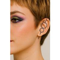 Otis Jaxon London Single Sterling Silver Double Circle Topaz Ear Cuff Earrings in Black | Size: Small