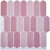 Living and Home 10Pcs Tri-Tone 3D Arch Self-Adhesive Wall Tile Stickers in Pink