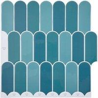 Living and Home 10Pcs Tri-Tone 3D Arch Self-Adhesive Wall Tile Stickers in Blue