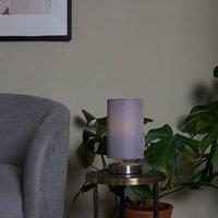 ValueLights Francis Brushed Chrome Dimmable Touch Table Lamps with Fabric Shade in Silver