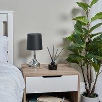 ValueLights Teardrop Pair Fabric Shades Brushed Chrome Touch Table Lamps & Bulbs in Black