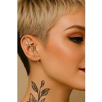 Otis Jaxon London Single White Topaz Double Kite Silver Ear Cuff Earring in Gold | Size: Small