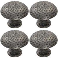 Loops 4x Dimpled Mushroom Cupboard Door Knob 38mm Dia Antique Steel Cabinet Handle in Metallics