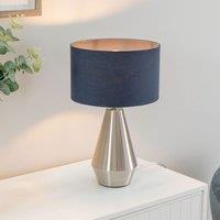 ValueLights Jax Brushed Chrome Dimmable Touch Table Lamp with Fabric Drum Shade & LED Bulb in Silver