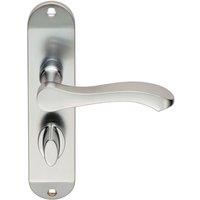 Loops PAIR Scroll Lever Door Handle on Bathroom Backplate 180 x 40mm Satin Chrome