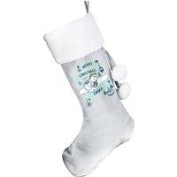 Personalised Memento Company Personalised The Snowman & the Snowdog Luxury Silver Grey Stocking