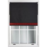 Furnished Black Blackout Fabric with Red Glitter Accent - Trimmable Roller Blind | Size: 100 cm width x 210 cm drop