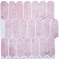 Living and Home 10Pcs Gradient Color 3D Arch Self-Adhesive Wall Tile Stickers in Pink