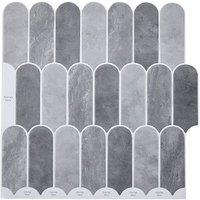 Living and Home 10Pcs Gradient Color 3D Arch Self-Adhesive Wall Tile Stickers in Grey