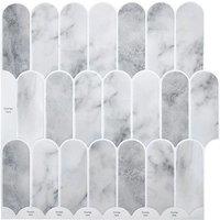Living and Home 10Pcs Gradient Color 3D Arch Self-Adhesive Wall Tile Stickers in Light Grey