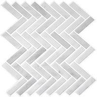 Living and Home 10Pcs Gradient Grey Self-Adhesive 3D Herringbone Wall Tile Stickers
