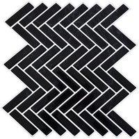 Living and Home 10Pcs Self-Adhesive 3D Herringbone Wall Tile Stickers in Black