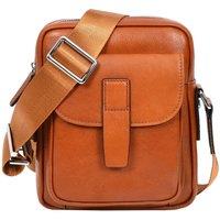 House of Leather Men's Mens Real Leather Cross Body Bag Small Size Travel Pouch Malmo Brown in Tan