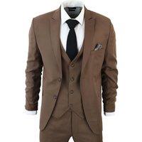 Infinity Leather Men's IM1 Classic Plain 3 Piece Suit in Brown | Size: 46R