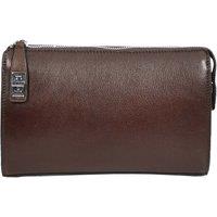 House of Leather Men's Mens Real Leather Wrist Bag Large Size Clutch Organiser Style Goma Black in Brown | Size: Small
