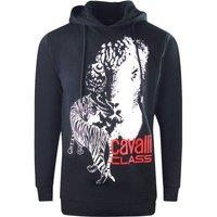 Cavalli Class Men's Large Tiger Logo Navy Blue Hoodie