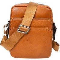 Mens Real Leather Cross Body Bag Small Size Travel Pouch Hanoi Brown
