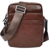 Mens Real Leather Cross Body Bag Small Size Travel Pouch Hanoi Brown