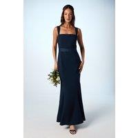 Coast Women's Strappy Satin Bridesmaid Dress With Tie Back Detail in Navy | Size: 12