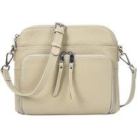 House of Leather Women's Womens Real Leather Cross Body Bag Classic Sling Style Skye Navy in Taupe | Size: Small