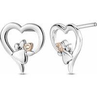 Clogau Women's Paw Prints Sterling Silver Heart Stud Earrings with Topaz in Metallics