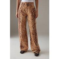 Deer Print Straight Leg Denim Jean