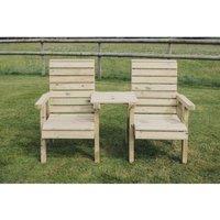 Churnet Valley Garden Furniture Ltd Clover Love Seats with Straight Tray - Minimal Assembly Required in Brown